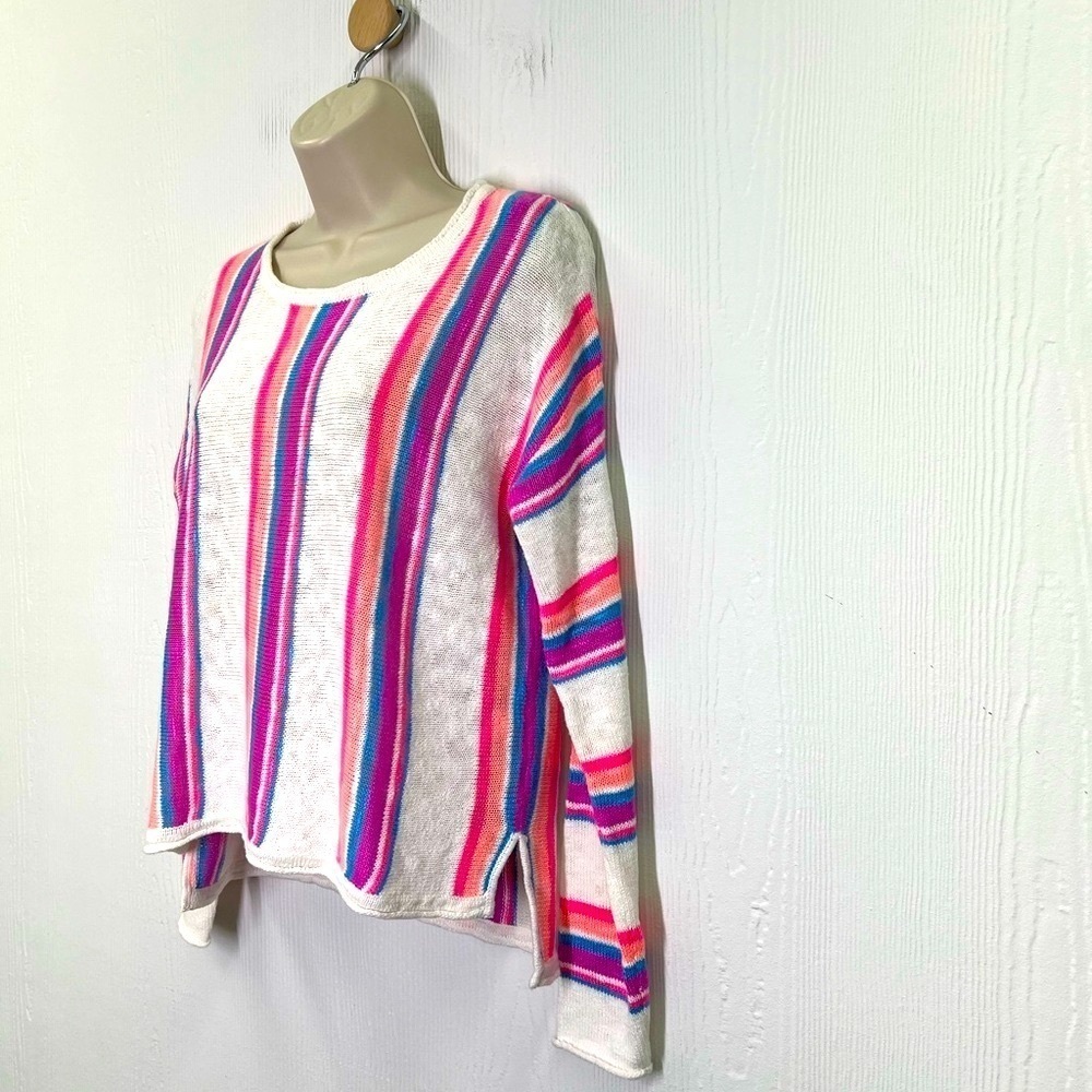 Lilly Pulitzer - Rozalia Rainbow Striped Side Vent Long Sleeve Eve Sweater S - Picture 6 of 12
